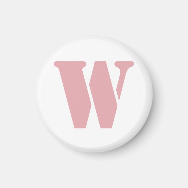 Blush Rose Pink Minimalist Family Monogram Letter  Magnet (Front)