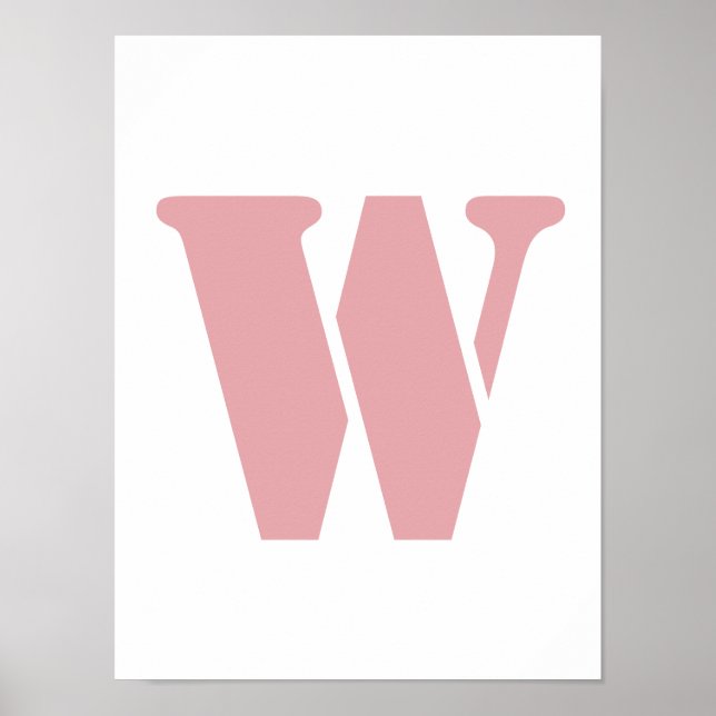Blush Rose Pink Minimalist Family Monogram Letter  Poster (Front)