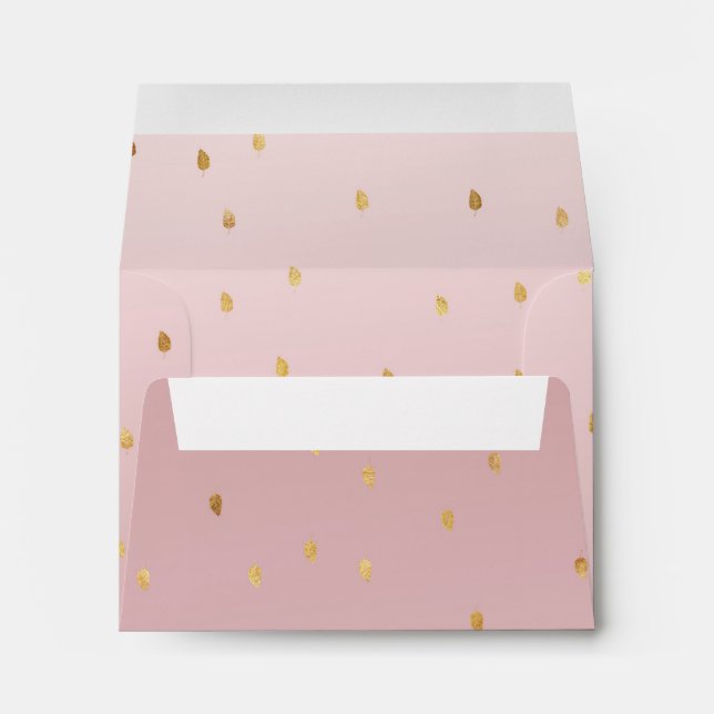 Blush Rose Pink Ombre Gold Leaves Envelopes (Back (Bottom))