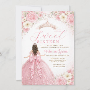 Blush Rose Princess Dress Sweet Sixteen Birthday Invitation