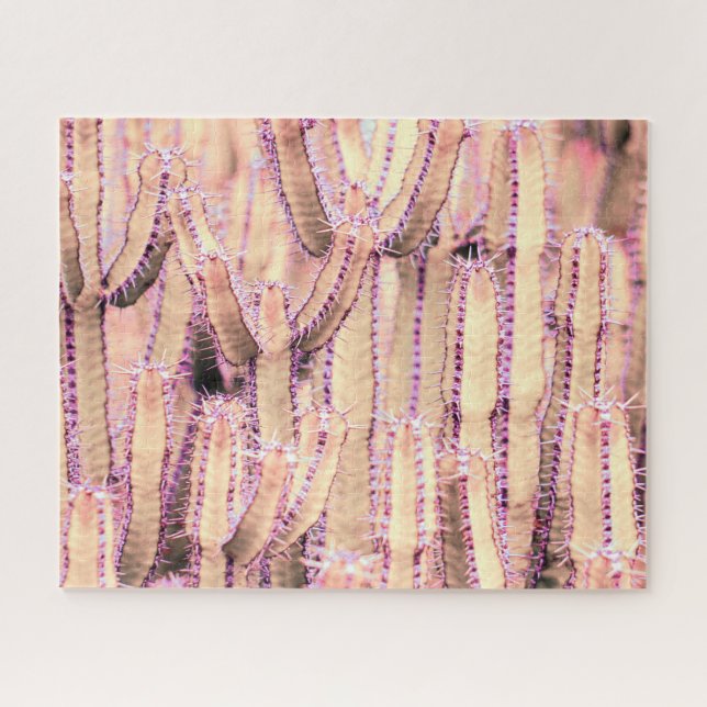 Blush Rose Quartz Pink Cactus Jigsaw Puzzle (Horizontal)