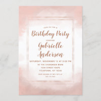 Blush Rose & Rose Gold Invitation de fête d'annive