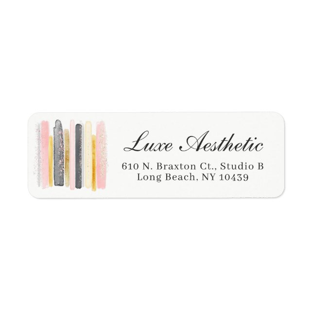 Blush rose & Rose Gold Paint Chic Adresse de retou (Devant)