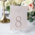 Blush   Rose Taupe | Simple Elegant Script Table Number<br><div class="desc">Simple and chic table number cards in earth tone rose taupe and pale cameo blush pink make an elegant statement at your wedding or event. Design features handwritten calligraphy script lettering with your table number in classic numerals.</div>