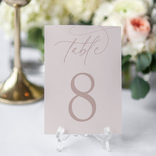 Blush + Rose Taupe   Simple Elegant Script Table Number