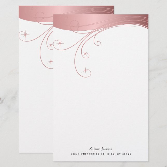 Blush Rose Upscale Design Stationery (Front/Back)