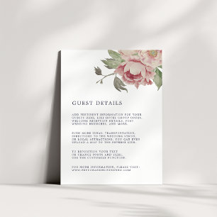 Blush Rose Wedding Guest Details Card