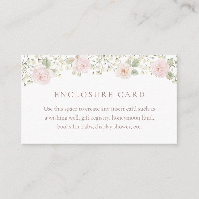 Blush Roses Baby Breath Enclosure Card (Front)