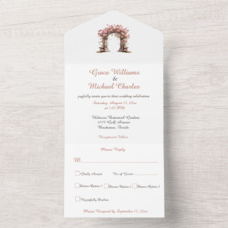 Blush Roses Boho Wedding a All In One Invitation