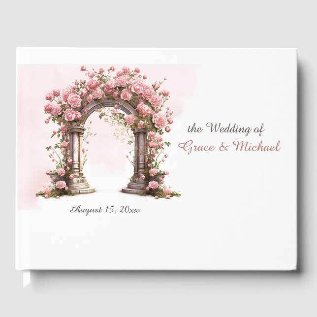 Blush Roses Boho Wedding Arch Wedding Guest Book (Front)