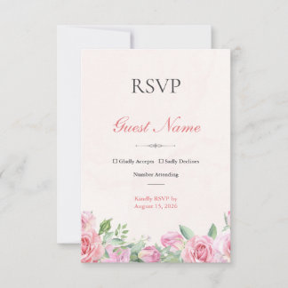 Blush Roses Editable Wedding RSVP Response Card