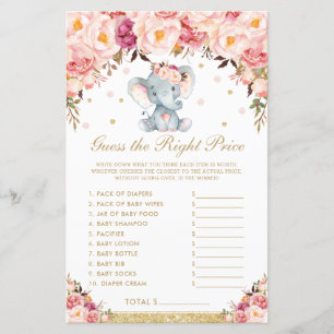 Blush Roses Elephant Guess the Right Price Game 