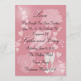 Blush Roses Engagement Card Invitation