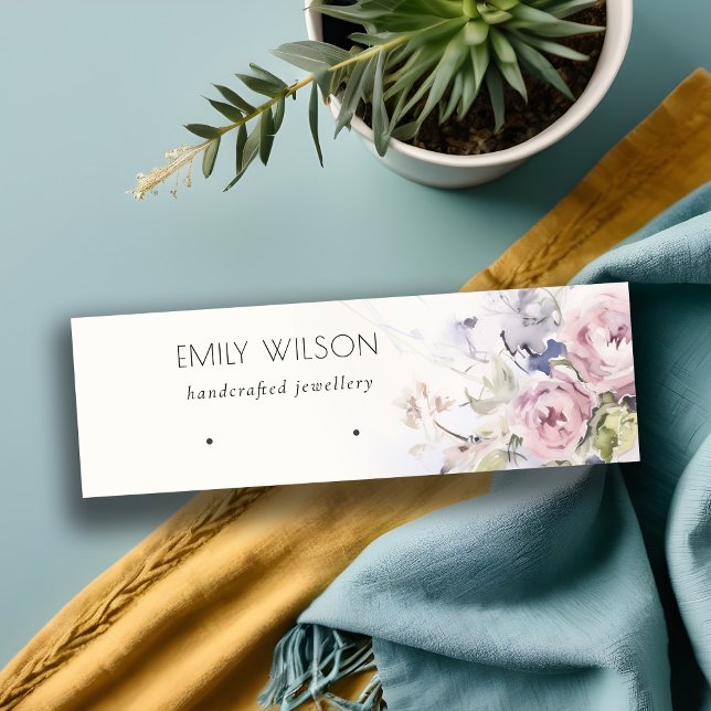 Blush Roses Floral Earring Hoop Loop Stud Display Mini Business Card (Creator Uploaded)