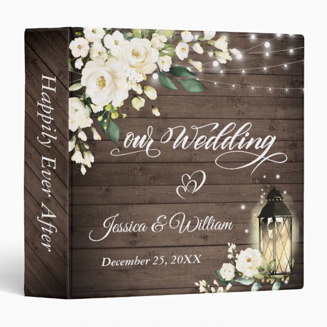 Blush Roses Floral Greenery Custom Wedding Binder (Front/Spine)