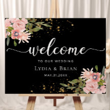 Blush Roses & Gold sur l'Affiche de bienvenue Mari