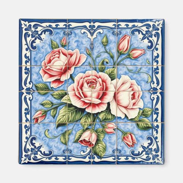 blush roses of Lisbon magnet (Front)