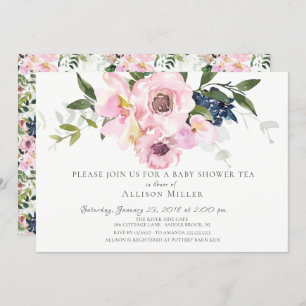 Blush Roses & Peonies Baby Tea Party Invitation