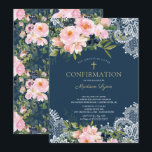 Blush Roses & Peonies Lace Confirmation Invitation<br><div class="desc">Add a touch of elegance to you event with our beautiful watercolor blush pink roses & peonies flowers with rose & eucalyptus leaves & White lace Confirmation invitations.</div>