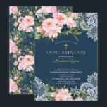Blush Roses & Peonies Lace Confirmation Invitation<br><div class="desc">Add a touch of elegance to you event with our beautiful watercolor blush pink roses & peonies flowers with rose & eucalyptus leaves & White lace Confirmation invitations.</div>