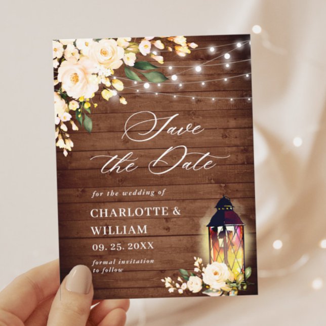 Blush Roses Rustic Wood Wedding Save the Date Postcard (Creator Uploaded)