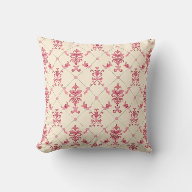 Blush Royal Lattice Princesscore Throw Pillow (Front)
