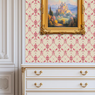 Blush Royal Lattice Princesscore Wallpaper