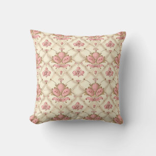 Blush Royale Quilted Damask Princesscore Throw Pillow