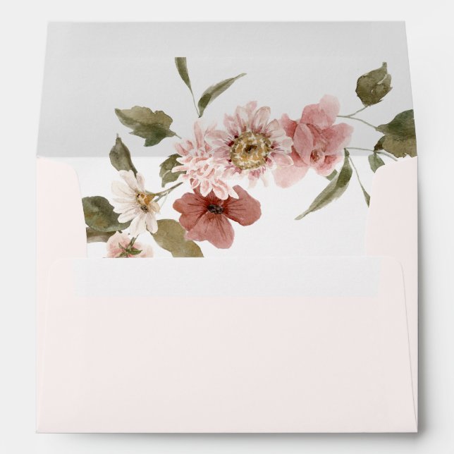 Blush Rustic Boho Floral Wedding Envelope (Back (Bottom))
