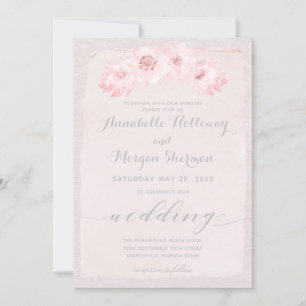 Blush Rustic Calligraphy Wedding Invitation