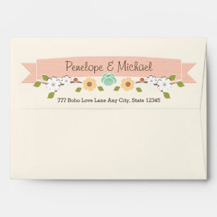 Blush Rustic Floral Boho A7 5"x7" Envelope Cream