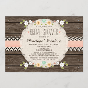 BLUSH RUSTIC FLORAL BOHO BRIDAL SHOWER INVITATIONS
