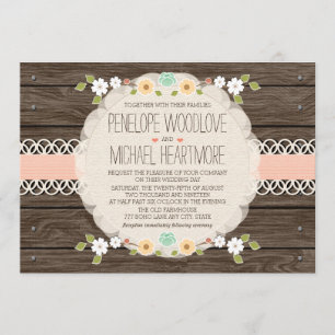 BLUSH RUSTIC FLORAL BOHO WEDDING INVITATIONS