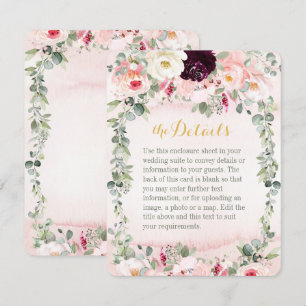 Blush Rustic Garden Wedding Details Enclosure Card