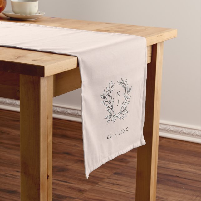 Blush Rustic Monogram Wreath ReceptionTable Runner (In Situ)