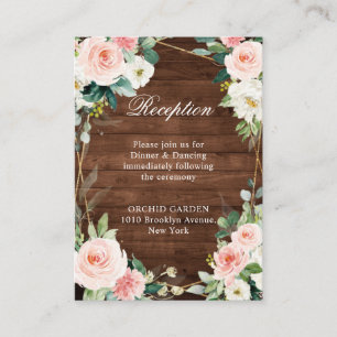 Blush Rustic Wood Floral Geometric Botanical Enclosure Card