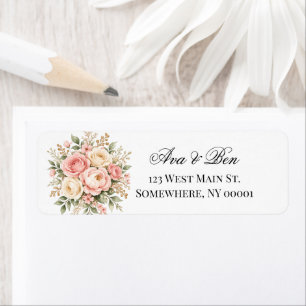 Blush Sage Champagne Floral Wedding Address