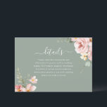 Blush Sage Green Floral Wedding Reception Details Enclosure Card<br><div class="desc">Blush Sage Green Floral Wedding Reception Details Enclosure Card

See matching collection below.</div>