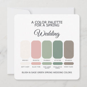 Blush Sage Green Spring Wedding Colour Palette Car Invitation