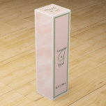 Blush Sage Green Watercolor Monogram Thank You Wine Box<br><div class="desc">Soft blush and white watercolor wash wedding favours.  Personalize Bride and Grooms First Names in dark grey text and Wedding Date.  Large Monogram is pretty sage green.   Front geometric frame in sage green.  Thank You is written on top in sage green.  Original Design by TamiraZDesigns.</div>