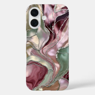 Blush Sage Marble Phone Case Gold Abstract