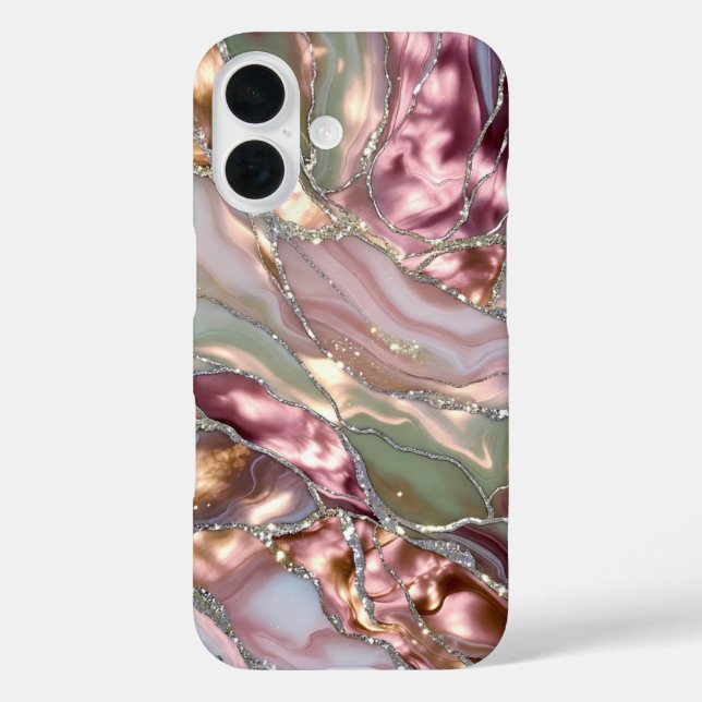 Blush Sage Marble Phone Case Gold Luxury (Back)