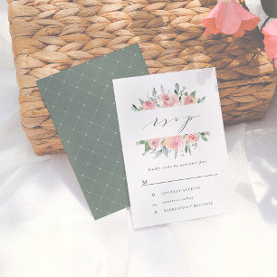 Blush & Sage Watercolor Floral Wedding RSVP Card