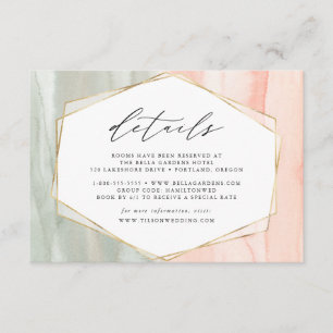 Blush & Sage Watercolor Geometric Wedding Details Enclosure Card