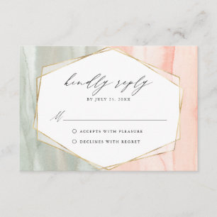 Blush & Sage Watercolor Geometric Wedding RSVP Enclosure Card