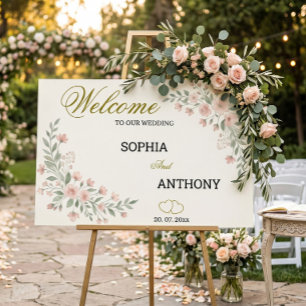 Blush & Sage Watercolor Wildflower Wedding Poster