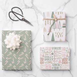 Blush Sage Wrapping Paper Flat Sheet Set of 3