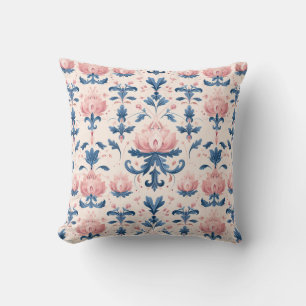 Blush & Sapphire Lotus Elegance Princesscore Throw Pillow