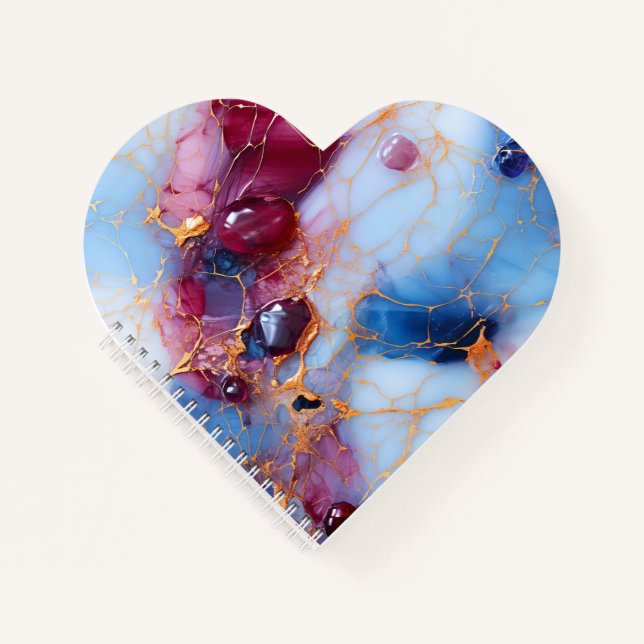 Blush & Sapphire Marble with Gold Veins Notebook (Front)