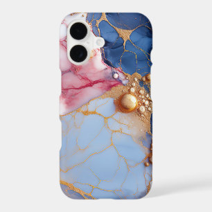 Blush & Sapphire Marble with Golden Pearls